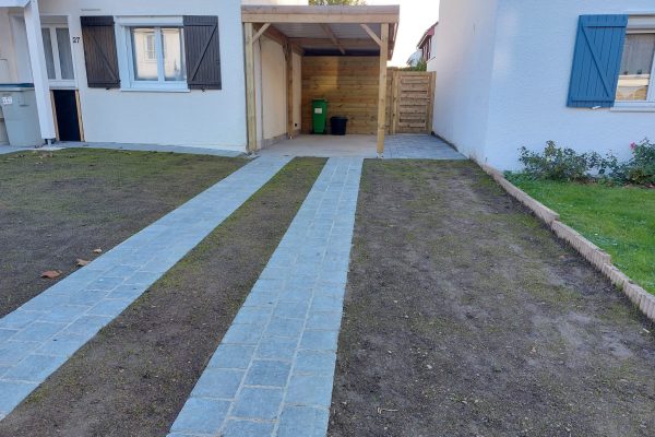 allée pierre bleue carport abri et portillon bois traité autoclave