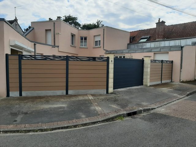 clôture composite imitation bois portail aluminium Lille